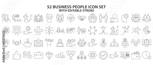 Business people icon set. Set icon of business people. Vector illustration. Editable stroke.
