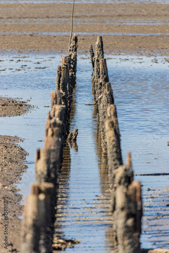 Wellenbrecher Wattenmeer Nordsee In Norddeutschland während Ebbe