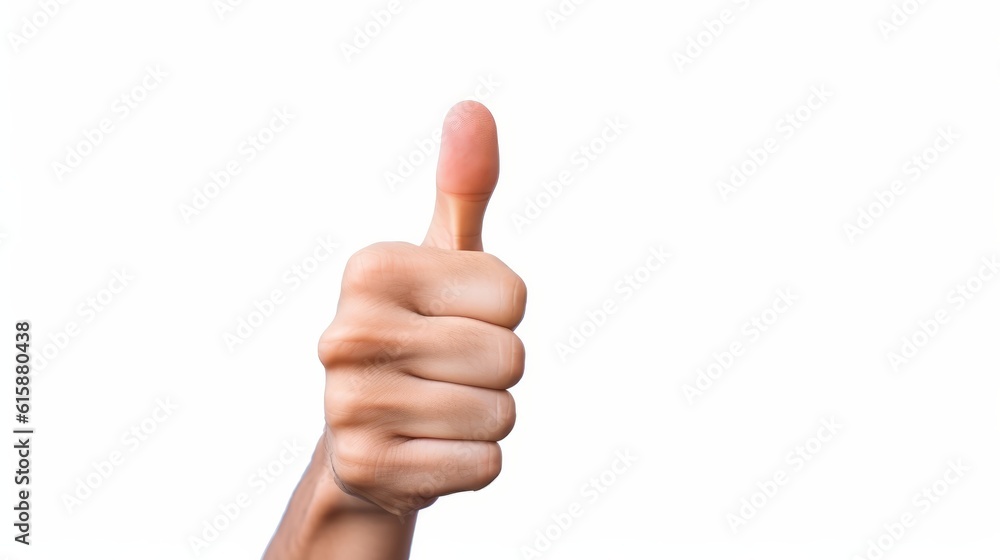 Hand showing thumbs up isolated on white background. Generative AI. Hand showing thumbs up isolated on white background. Generative AI.