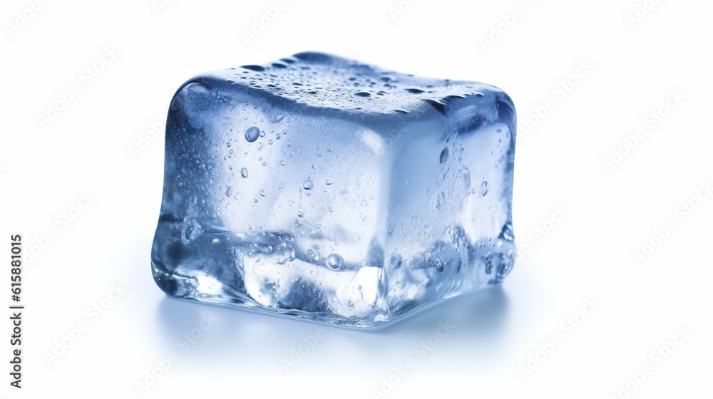 Ice Cube Isolated On White Background. Generative AI. Ice Cube Isolated On White Background. Generative AI.