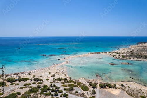 Aerial summer sunny view of Elafonissi Beach, Crete, Greece