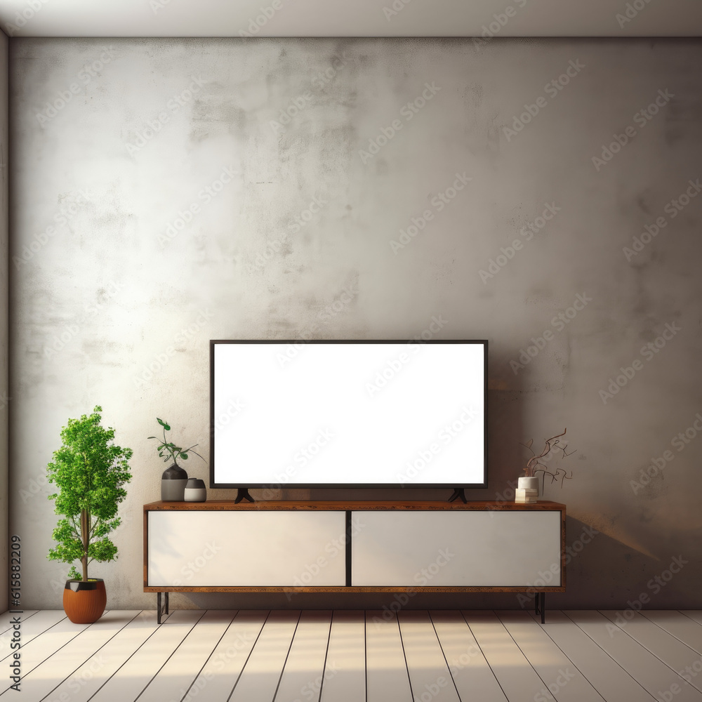 room with tv, mockup, product presentation