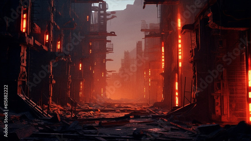 A post-apocalyptic city  created with AI Generative Technology