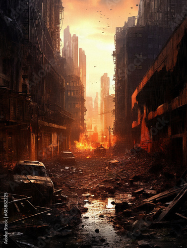 A post-apocalyptic city, created with AI Generative Technology