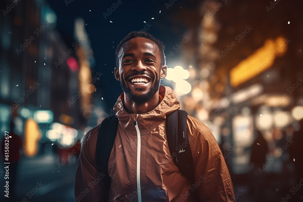 Man wearing sports outfit smiling in the city Man wearing sports outfit smiling in the city