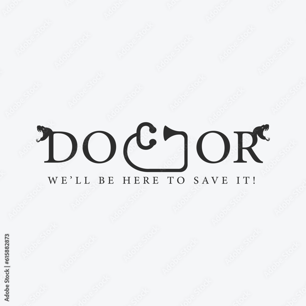 doctor logo with stethoscope and head snake design, logo letter doctor doctor logo with stethoscope and head snake design, logo letter doctor