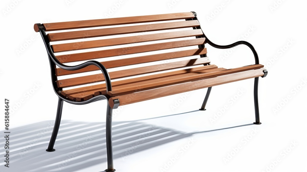 Bench isolated on white background. Generative AI. Bench isolated on white background. Generative AI.