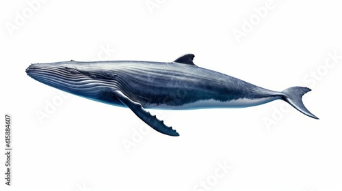 Blue whale isolated on a white background. Generative AI.