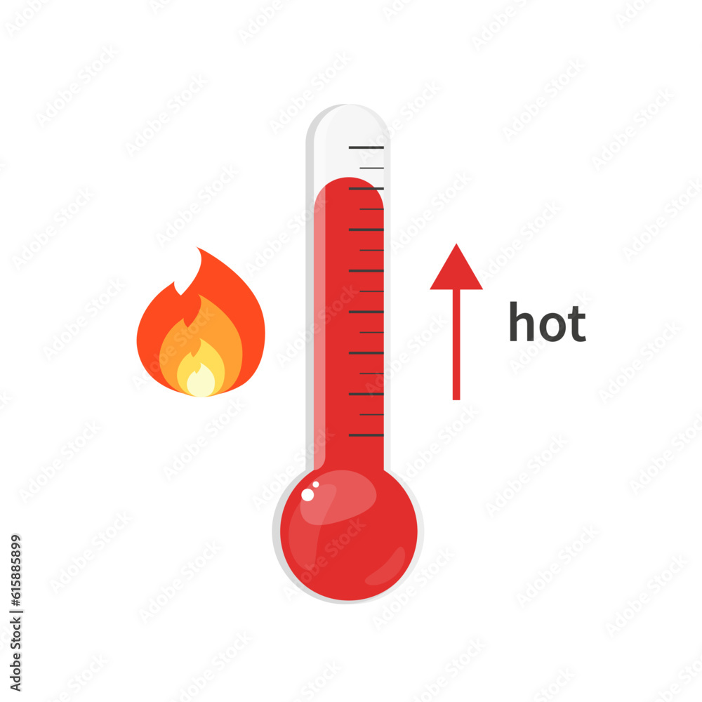 Thermometer icon. Very high temperature. Hot weather. Vector illustration in a flat style. isolated on white background. Thermometer icon. Very high temperature. Hot weather. Vector illustration in a flat style. isolated on white background.