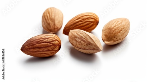 Collection almond nut isolated on white background. Generative AI.