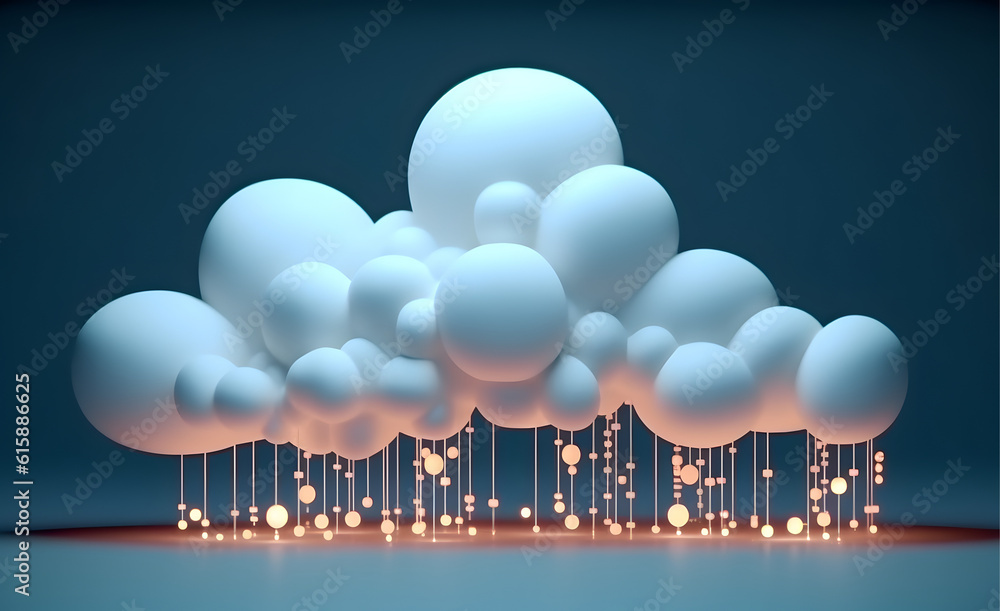 Obraz premium Cloud data storage, cloud computing and data transfer concept. AI generated