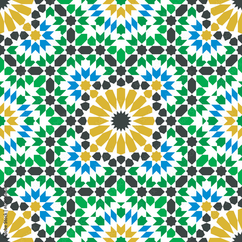 Seamless geometric pattern in Arabic style Zellij Seamless geometric pattern in Arabic style Zellij