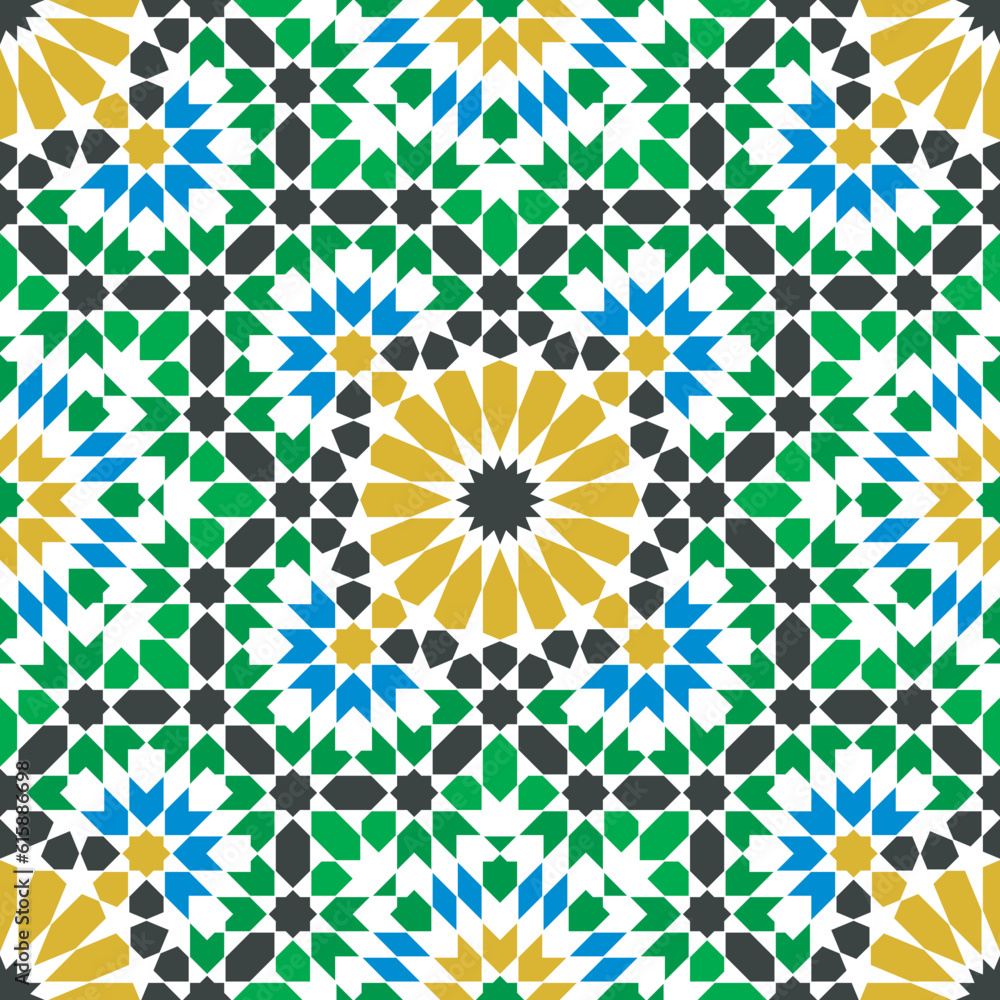 Seamless geometric pattern in Arabic style Zellij