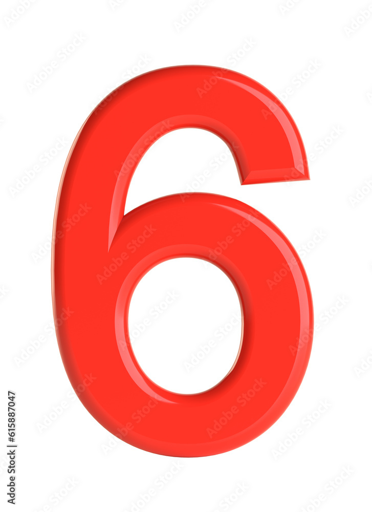 Red number. Beautiful font for your design. Isolated on white background. 3D illustration Red number. Beautiful font for your design. Isolated on white background. 3D illustration