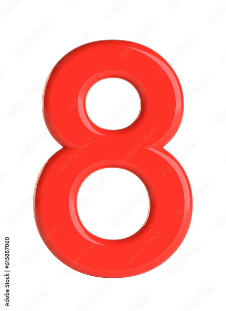 Red number. Beautiful font for your design. Isolated on white background. 3D illustration Red number. Beautiful font for your design. Isolated on white background. 3D illustration