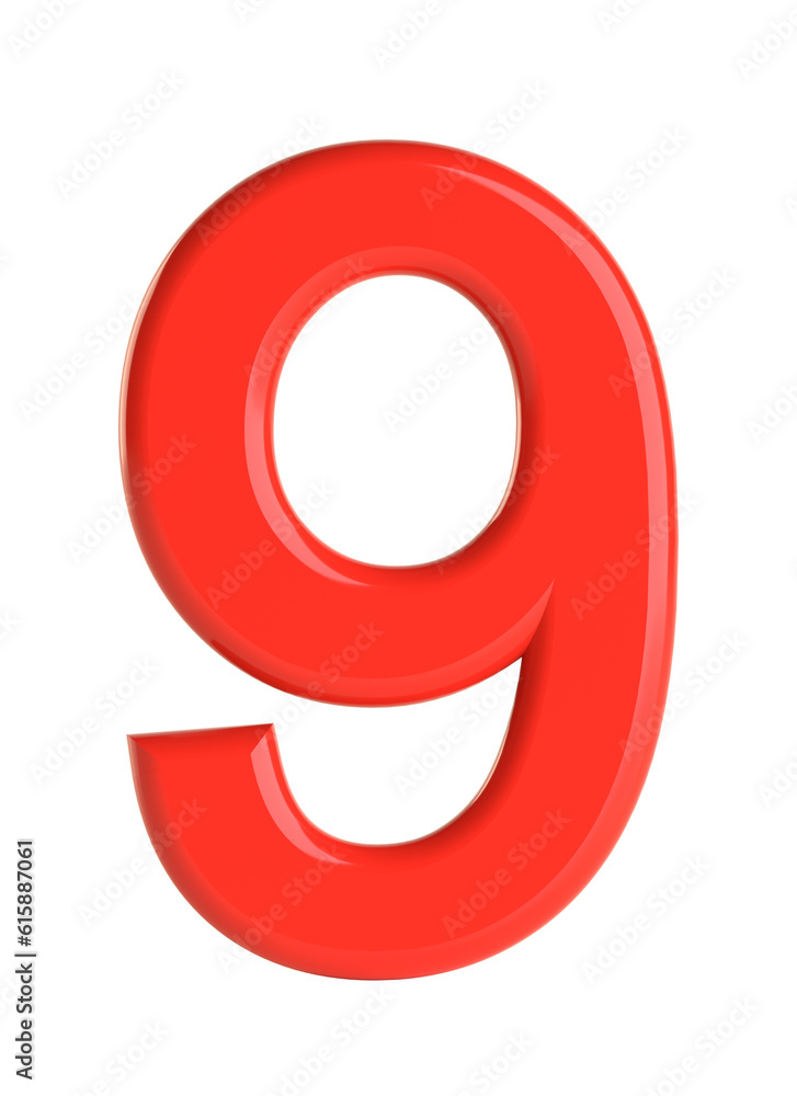 Red number. Beautiful font for your design. Isolated on white background. 3D illustration Red number. Beautiful font for your design. Isolated on white background. 3D illustration