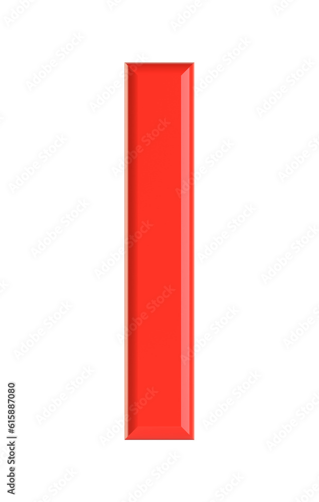 Red letter. Beautiful font for your design. Isolated on white background. 3D illustration Red letter. Beautiful font for your design. Isolated on white background. 3D illustration