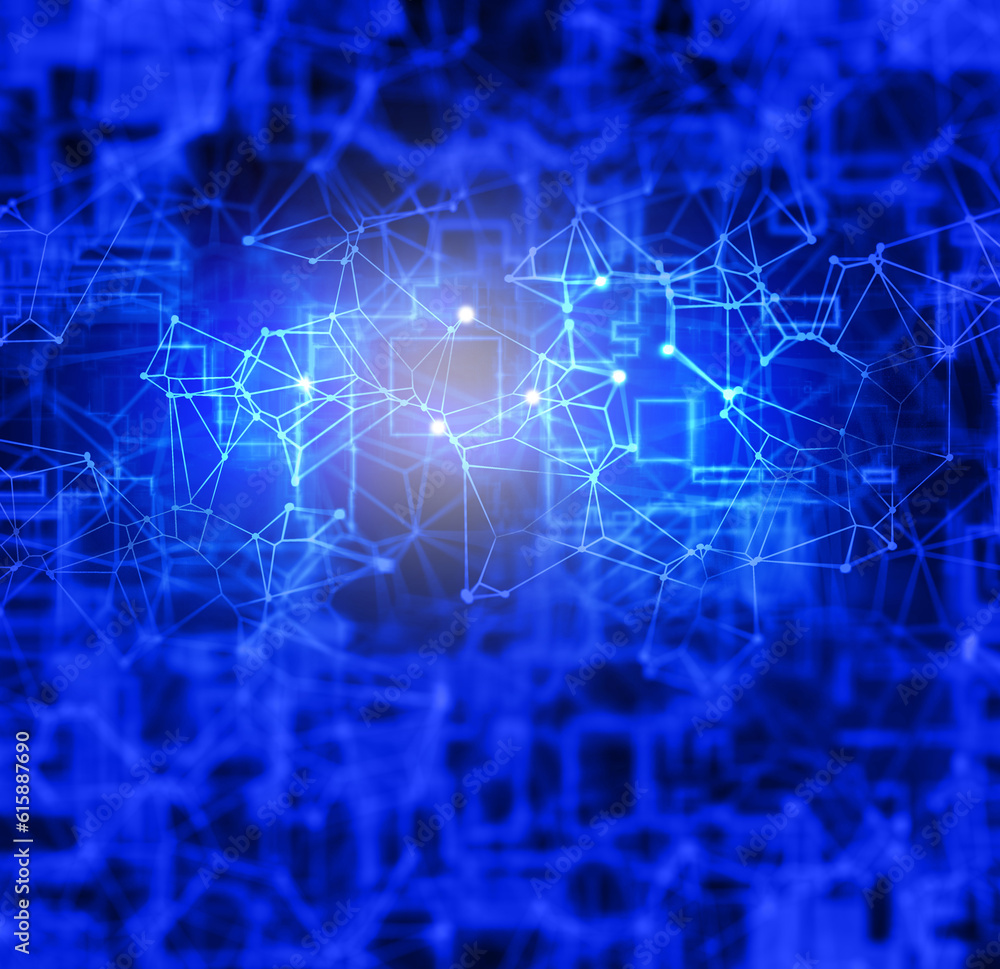 Obraz premium Abstract digital low poly background with connecting lines and dots
