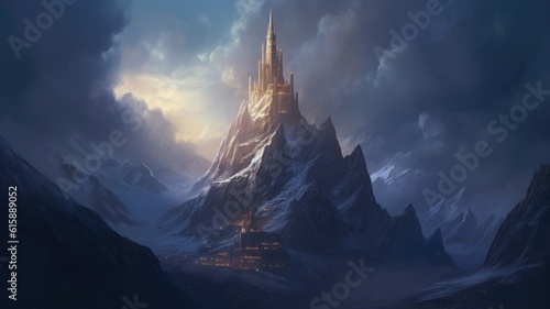 Majestic mountains tower above, reaching towards the heavens, inviting exploration and awe. Generative AI