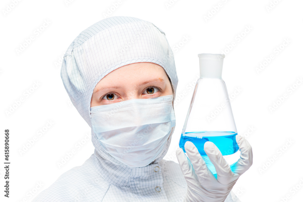 portrait of a successful experienced laboratory with bulb on a white background portrait of a successful experienced laboratory with bulb on a white background