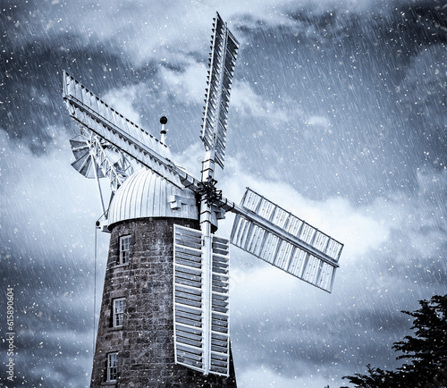 Historic and amazing Callington Mill in Oatlands, Tasmania, Australia on a clear winters day. photo