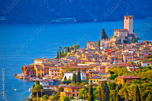 Town of Malcesine on Lago di Garda skyline view  Veneto region of Italy