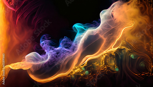 Ethereal Dance: Smoke and Light in a Captivating Abstract Composition | AI-Generated Art