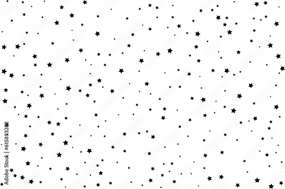 Starry background. Vector seamless pattern with stars. Monochrome horizontal texture. Swatch with sparkles for textile design.