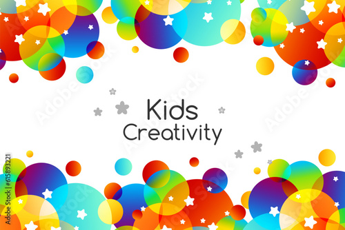 Creative kids cards with colorful bubble decoration and starry texture.