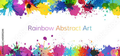 Rainbow abstract creative banner from paint splashes.