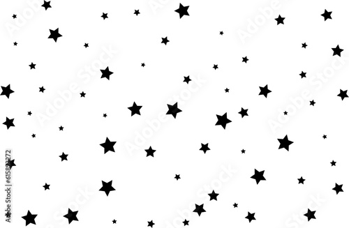 Starry background. Vector seamless pattern with stars. Monochrome horizontal texture. Swatch with sparkles for textile design.