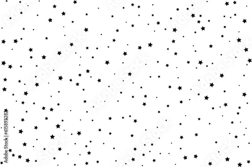Starry background. Vector seamless pattern with stars. Monochrome horizontal texture. Swatch with sparkles for textile design.