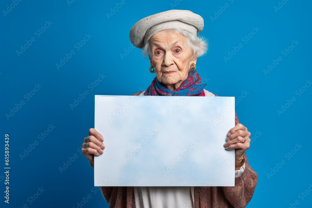Holding blank poster isolated, copyspace, mockup. Blank space to enter text, advertising, message. Promoting the product on the market. marketing. Generative AI Holding blank poster isolated, copyspace, mockup. Blank space to enter text, advertising, message. Promoting the product on the market. marketing. Generative AI