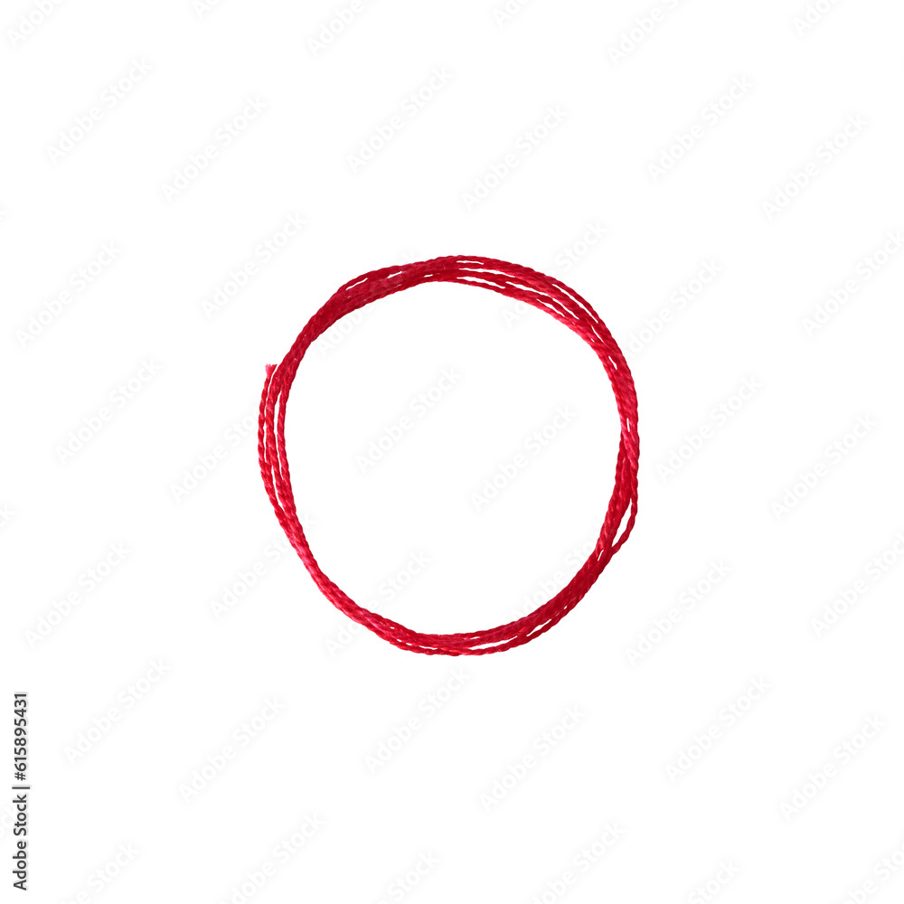 a red silk thread looped in a circle form on a transparent background a red silk thread looped in a circle form on a transparent background