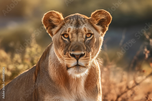 angry lioness showing her teeth with lowered ears looking at the camera  ai generated.