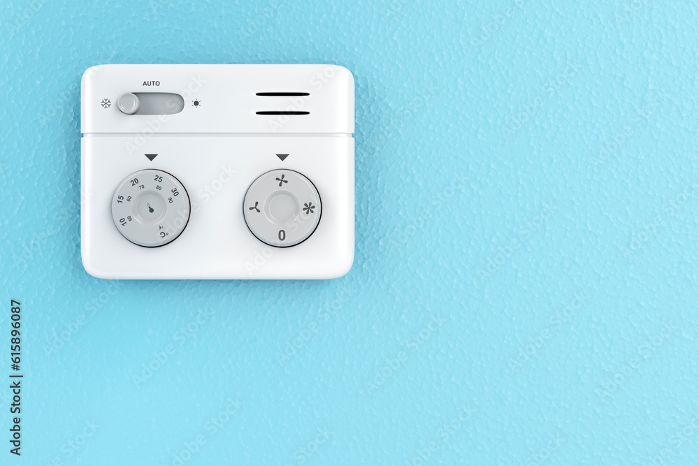 Thermostat on the wall, front view Thermostat on the wall, front view