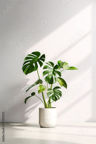 Monstera plant in a flowerpot in an open space room © Jeremy