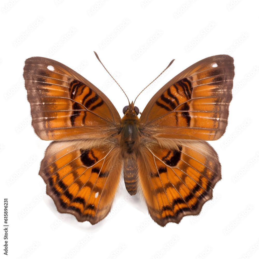 Fototapeta premium chestnut bob Butterfly, top view, isolated on white, orange