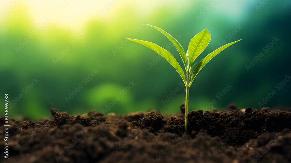 A vibrant eco concept: small tree flourishes in sunlit garden. AI generated. A vibrant eco concept: small tree flourishes in sunlit garden. AI generated.