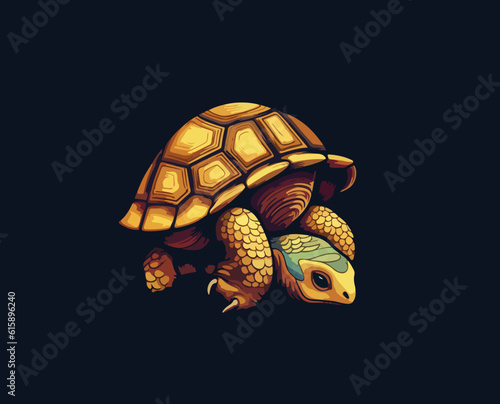 Cartoon turtle on an isolated background. Vector illustration