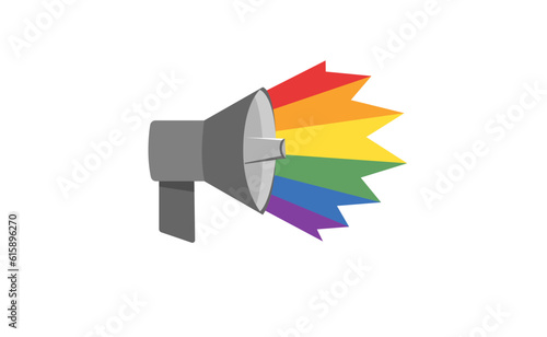 LGBT megaphone with rainbow. Pride month voice speaker. Diversity representation.
