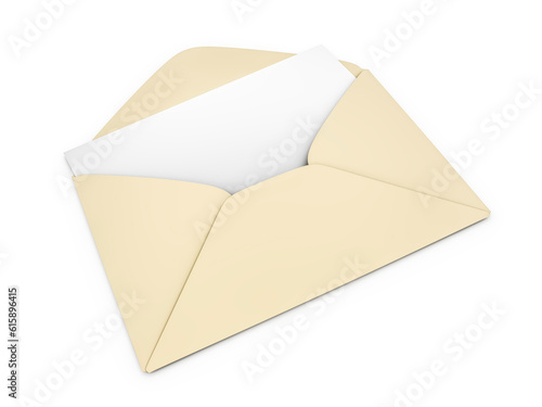 3d rendering of an envelope with a blank letter