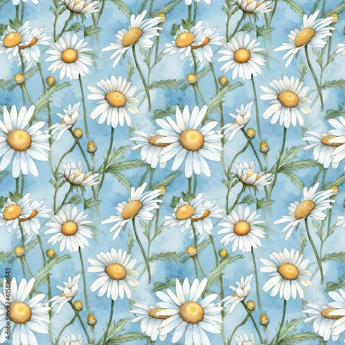 Watercolor floral pattern and seamless background.