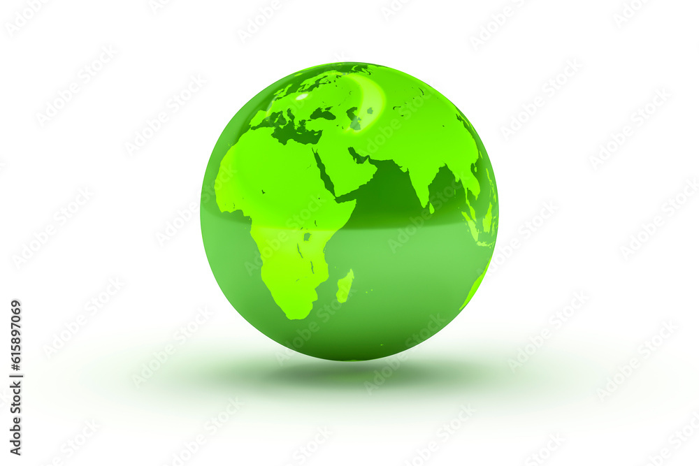 3d illustration of a green globe sphere