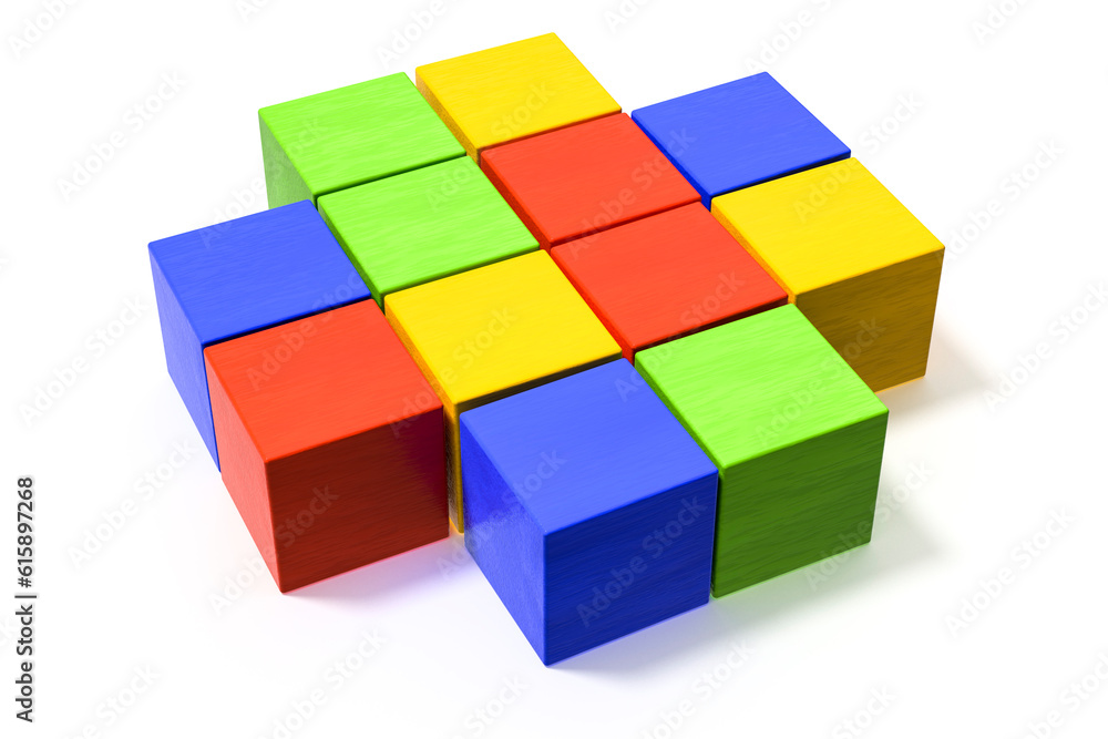 3d illustration of some colorful building blocks 3d illustration of some colorful building blocks