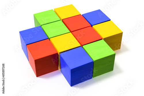 3d illustration of some colorful building blocks