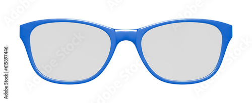 3d illustration of blue glasses on white background