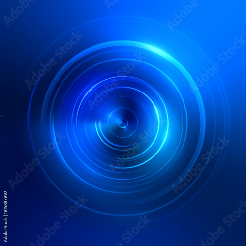 2d illustration of a blue light circles background