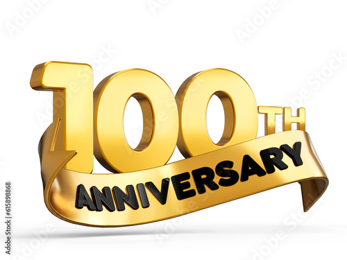фотографія 100th or hundredth anniversary in gold on white background with shadow