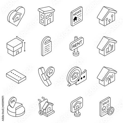 Pack of Property and Accessories Linear Icons